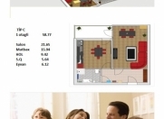 Satılır 1 otaqlı 58 m2 yeni tikili Xırdalan