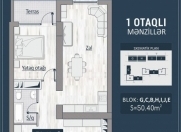 Satılır 1 otaqlı 51 m2 yeni tikili Həzi Aslanov