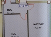 Satılır 1 otaqlı 57.5 m2 yeni tikili Xırdalan