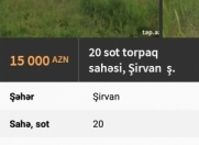 Satılır 20 sot torpaq Şirvan