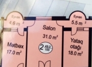 Satılır 2 otaqlı 100 m2 yeni tikili ANS telekanalı