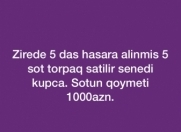 Satılır 5 sot torpaq Zirə