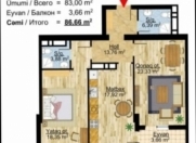 Satılır 2 otaqlı 86.66 m2 yeni tikili 28 may