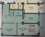 Satılır 2 otaqlı 68 m2 yeni tikili Abşeron r.