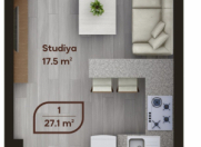 Satılır 1 otaqlı 27 m2 yeni tikili 20 yanvar m.