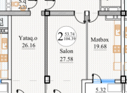 Satılır 2 otaqlı 104 m2 yeni tikili 28 May m.