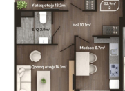 Satılır 2 otaqlı 53 m2 yeni tikili 20 yanvar m.