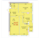 Satılır 3 otaqlı 87.66 m2 yeni tikili Binəqədi r.