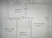 Satılır 2 otaqlı 76.7 m2 yeni tikili Qara Qarayev m.